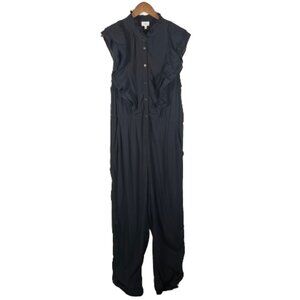The Get‎ Womens Jumpsuit Extra Large Black Cap Sleeve Eyelet Ruffles Feminine